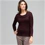 3/4 Sleeve Novelty Pointelle Cowl Neck, , small