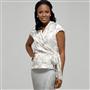 Short Sleeve Wrap Blouse with Tie Front, , small