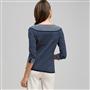 3/4 Sleeve Boat Neck Striped Knit, , small