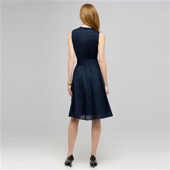 Pleated Dress With Front Sash., , large