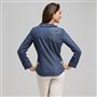 Striped Pleated Ruffle Front Shirt, , small