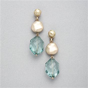 Green and Gold Clip On Earring, , large