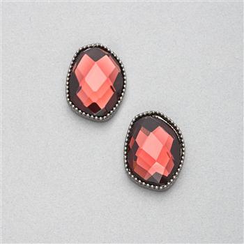 Light Hematite Button Clip-on Earrings, , large