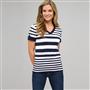 Striped Sleeve V-Neck Roll Cuff Tee, , small