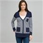 Navy and White Striped Cardigan, , small