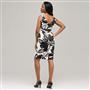 Black And White V-Neck Floral Dress, , small