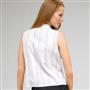 No-Iron Easy Care Sleeveless Striped Shawl Collar Blouse, , small
