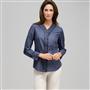 Striped Pleated Ruffle Front Shirt, , small