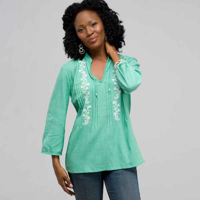 3/4 Sleeve Tunic, seagrass, medium